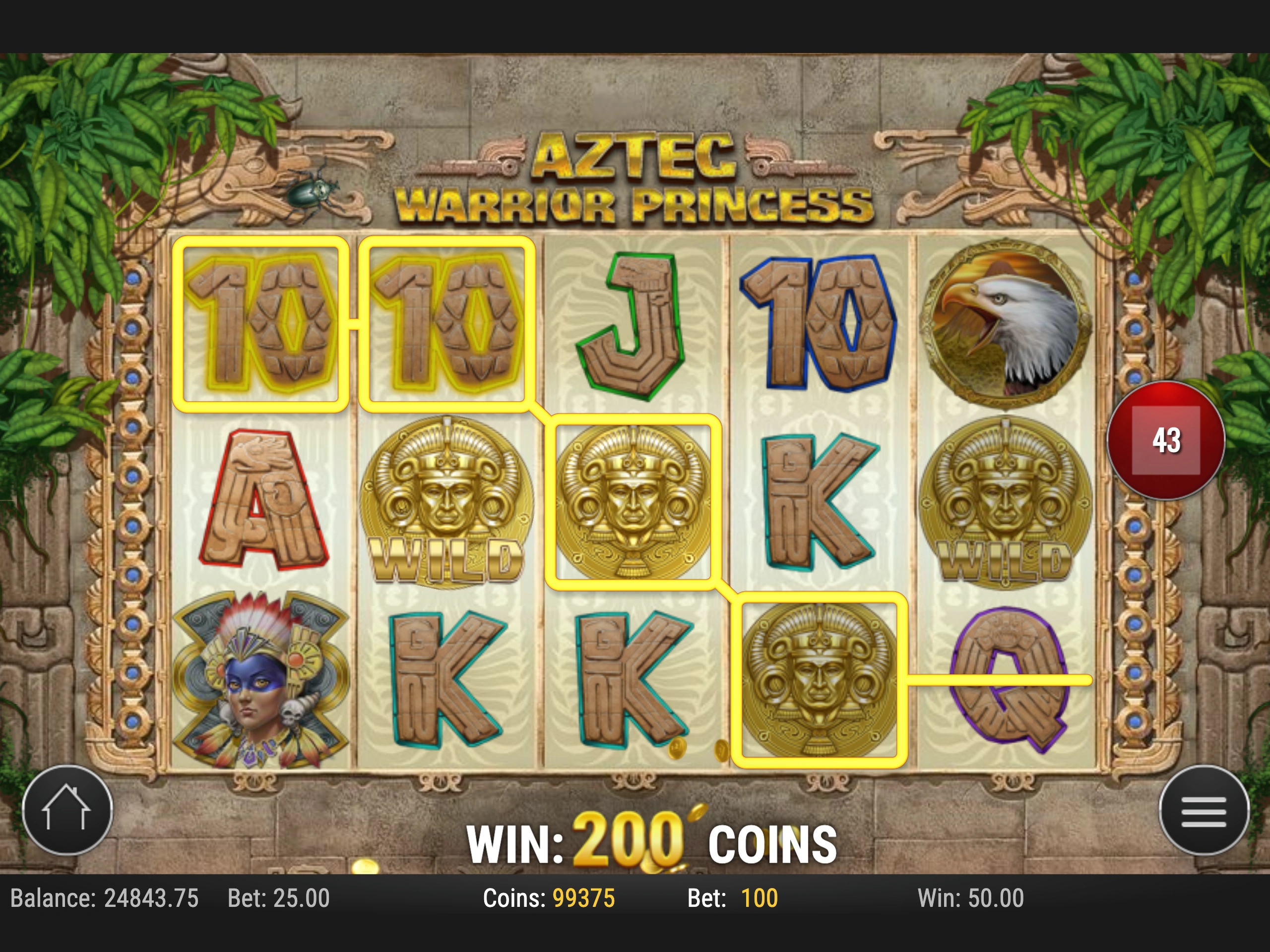 Machine à aztec warrior princess au casino 888