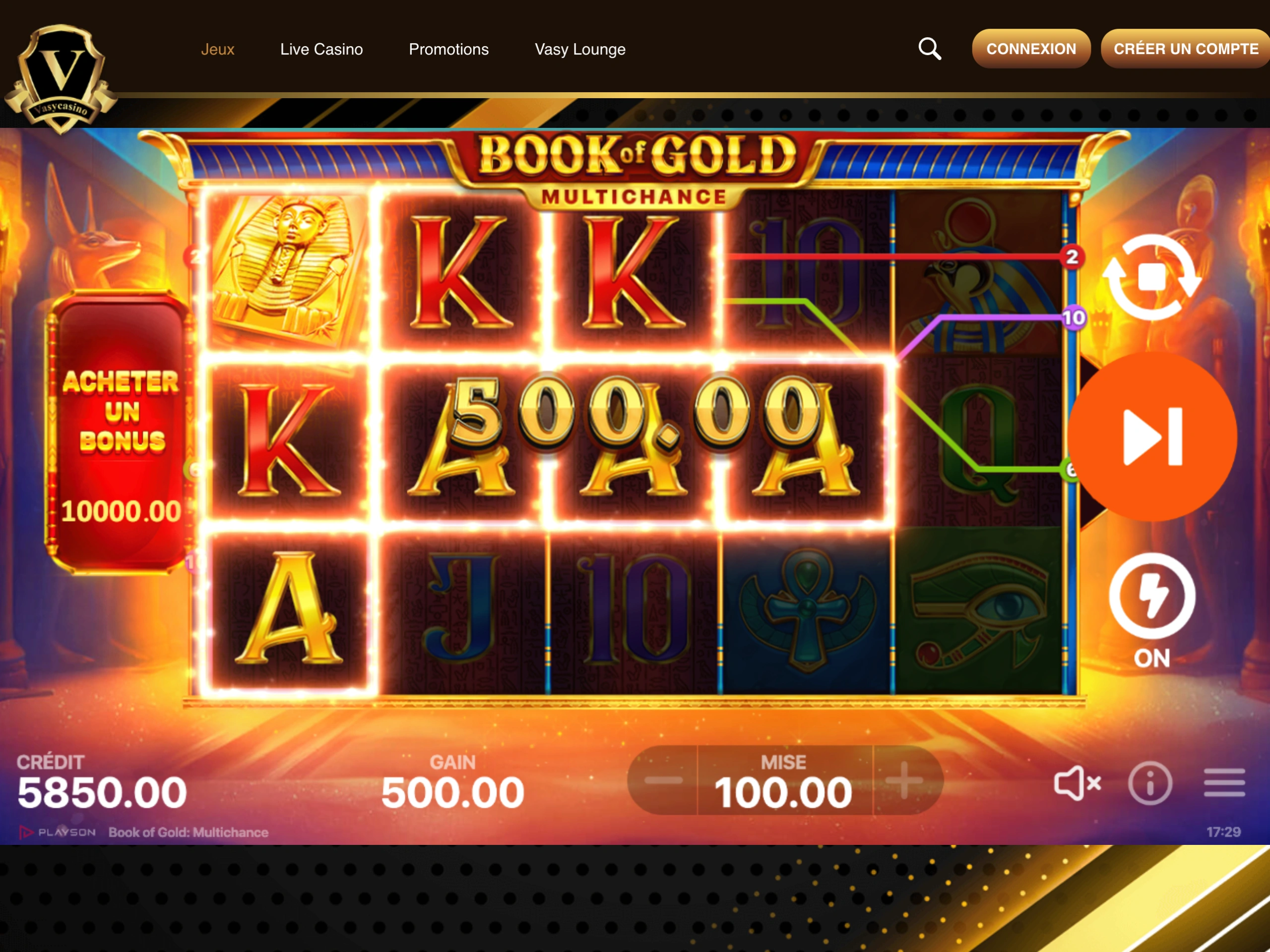 Machine à book of gold au casino Vasy